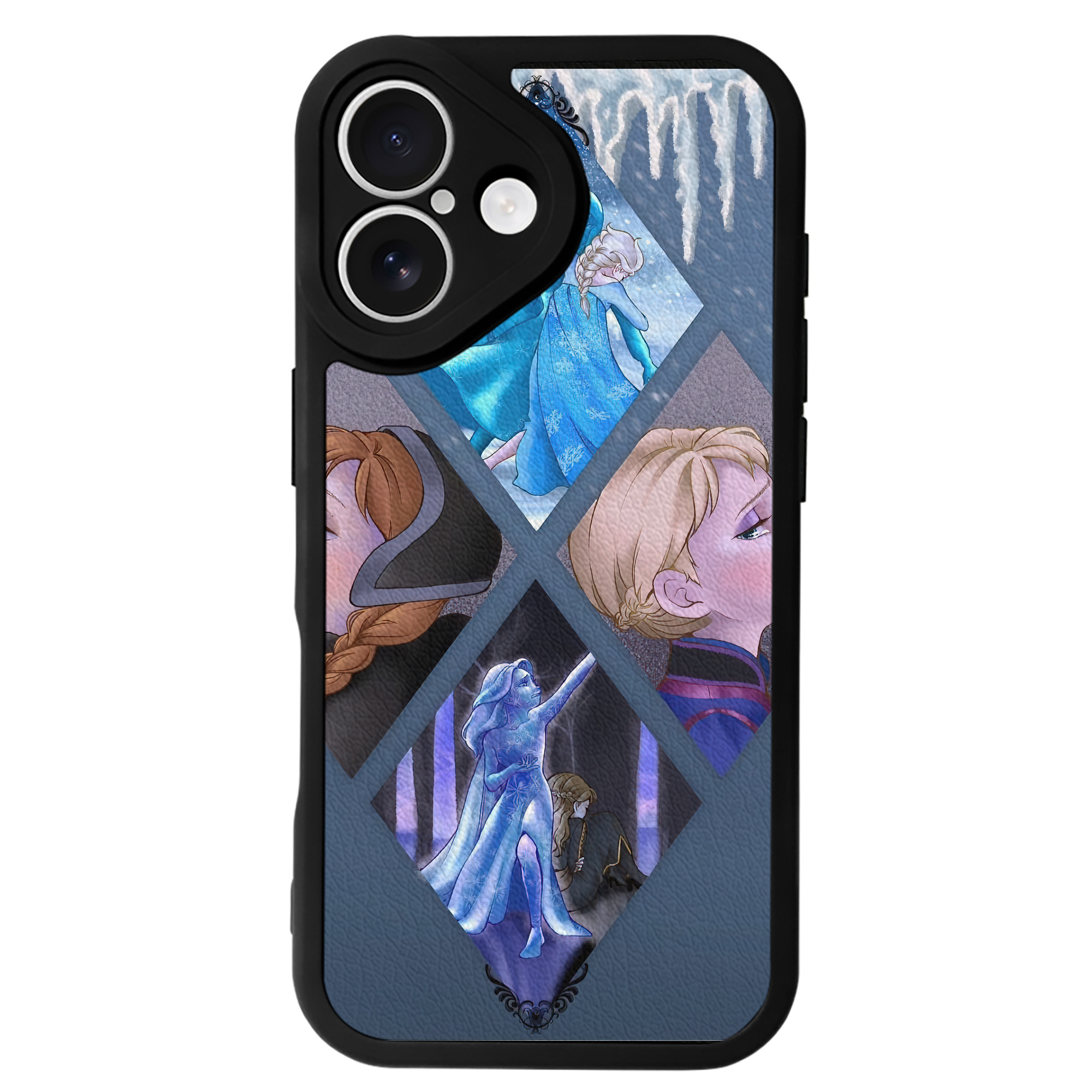 （画像用） アナと雪の女王 アンナ エルサ Frozen Anna Elsa 【iPhone 16シリーズ対応】シリコンスマホケース（レザー調） 材質：シリコン